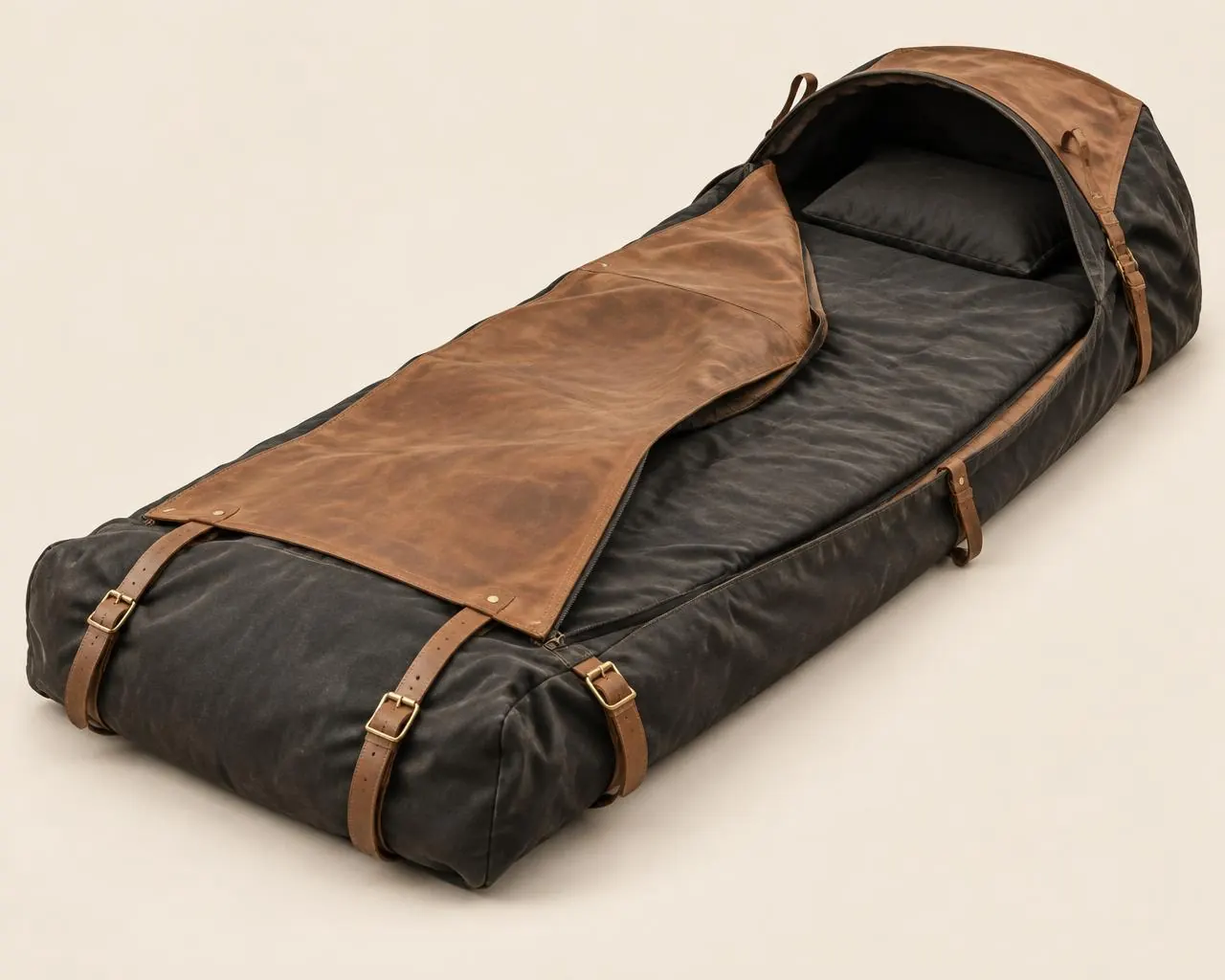 Concept render of the Kangaroo Hide Swag with tan hide panels